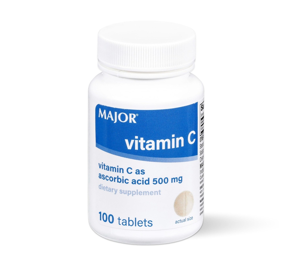 MAJOR Vitamin C- 500 mg Ασκορβικό οξύ - δισκία βιταμίνης C - Συμπλήρωμα διατροφής - 100 Count (1 Pack)