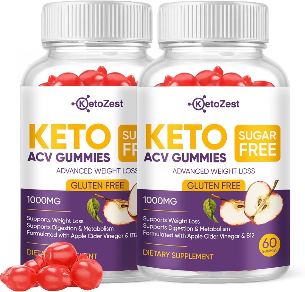 Keto Acv Gummies for Advanced Weight Loss & Belly Fat Burn - Pro Active Super Apple Cider Vinegar Gummies - Rapid Fat Burner Diet Supplement for Women Άνδρες - Χωρίς ζάχαρη & Γλουτένη (1000MG)