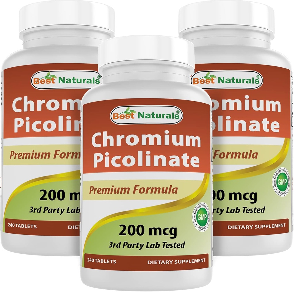 Best Naturals Chromium Picolinate 200 mcg 240 Tablets (240 Count (Pack of 3))