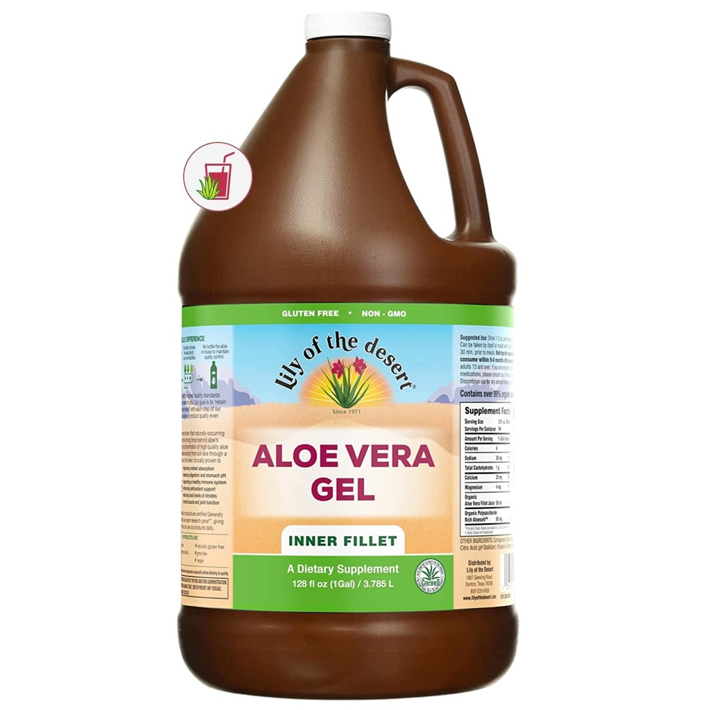 Lily of The Desert Aloe Vera Gel - Εσωτερικό φιλέτο Thicker Consistency Αλόη Βέρα Ποτό με φυσικές βιταμίνες, Digestive Ένζυμα για την υγεία των ούλων, ανακούφιση στο στομάχι, ευεξία, λαμπερό δέρμα, 128 Fl Oz