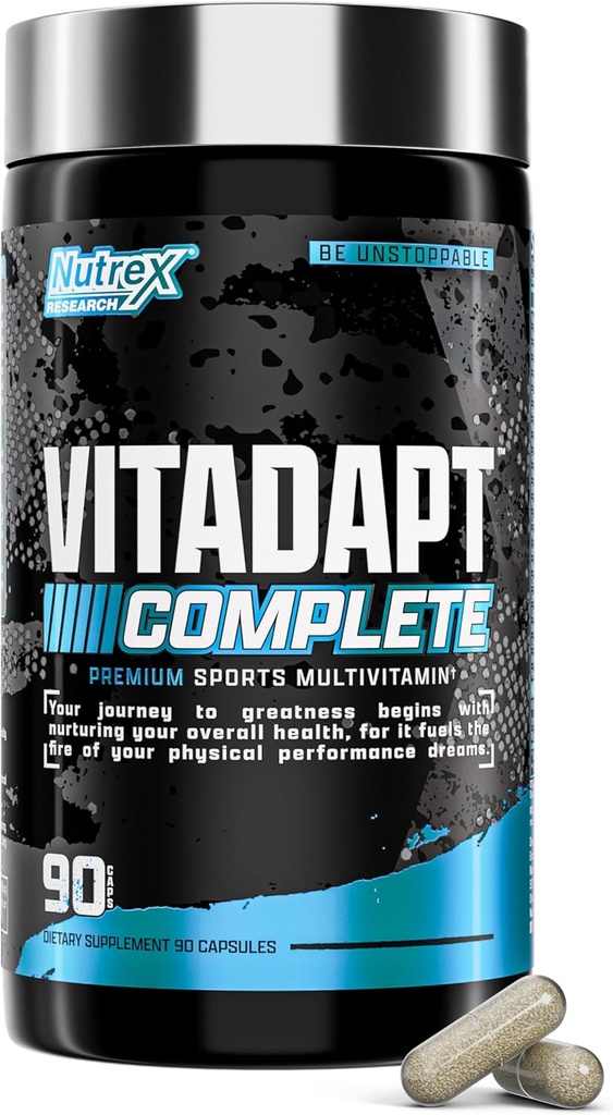 Nutrex Research Vitadapt Complete Sports Multivitamin for Men - 24 Βιταμίνες, KSM-66 Ashwagandha και Ορυκτά για Αθλητές - Mens Multivitamin (90 Κάψουλες)