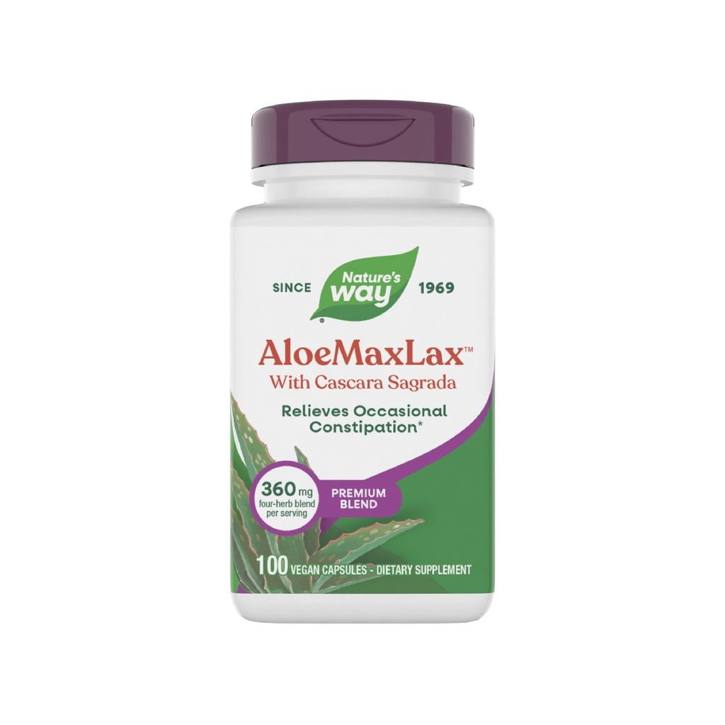 Nature's Way AloeMaxLax με Cascara Sagrada, Περιστασιακή ανακούφιση δυσκοιλιότητας*, 100 Vegan κάψουλες