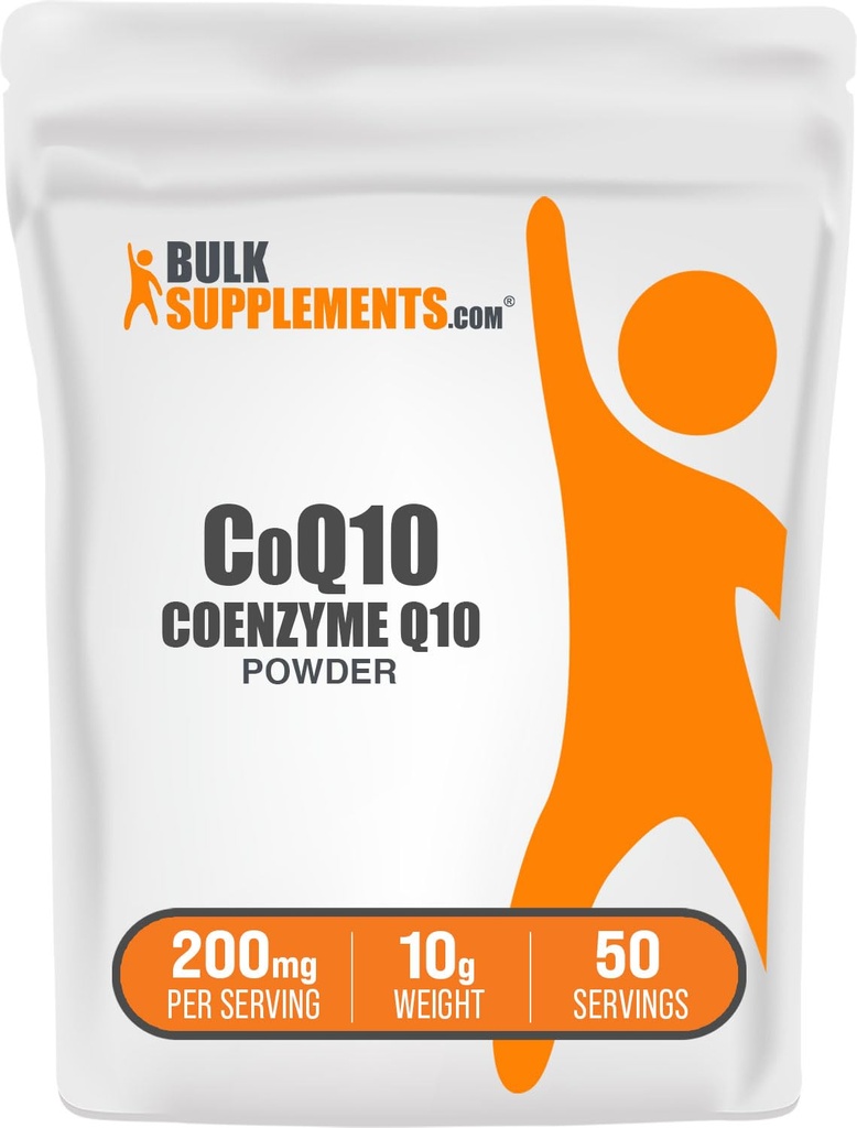 BulkSupplements.com Συνένζυμο Q10 Κόνις - Συμπληρώματα συνένζυμου Q10 200mg, Συμπλήρωμα Διατροφής - Χωρίς γλουτένη, 200mg ανά Σερβίρισμα, 10g (0,35 oz) (πακέτο του 1)