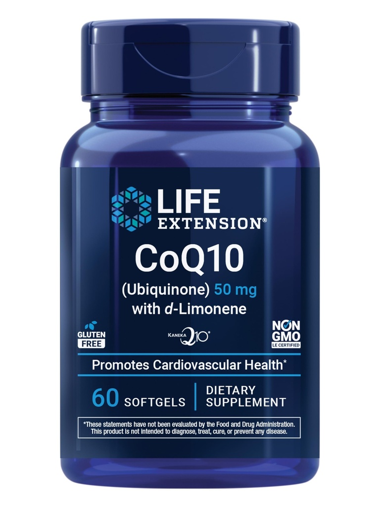 Life Extension Super-Absorbable CoQ10 (Ubiquinone) με d-Limonene, Heart Health Supplement, ανακουφίζει General Fatigue, οξειδωτικό άγχος Άμυνας, 50 mg, μη-GMO, Gluten-free, 60 softgels