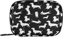 Ollabaky Black Dachshund Dogs Hill Organizer 7 Day Pill Case Travel Pill Organizer Τσάντα Pill Box Φορητή Εβδομαδιαία περίπτωση με Zipper Compact Μέγεθος για τον κάτοχο συμπλήρωμα βιταμίνης