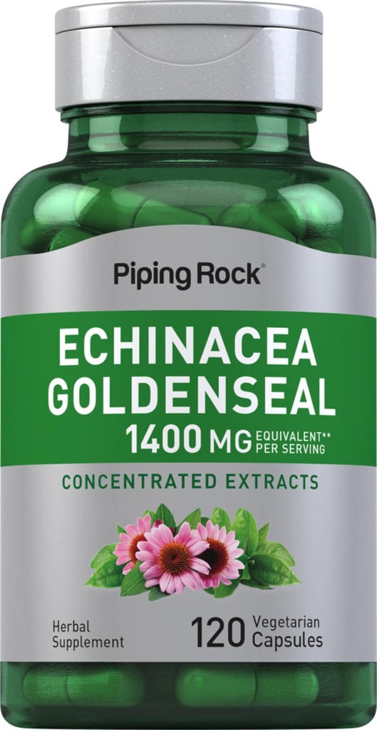 Piping Rock Echinacea Goldenseal Capsules | 120 Vegetarian Capsules | Non-GMO, Gluten Free Supplement
