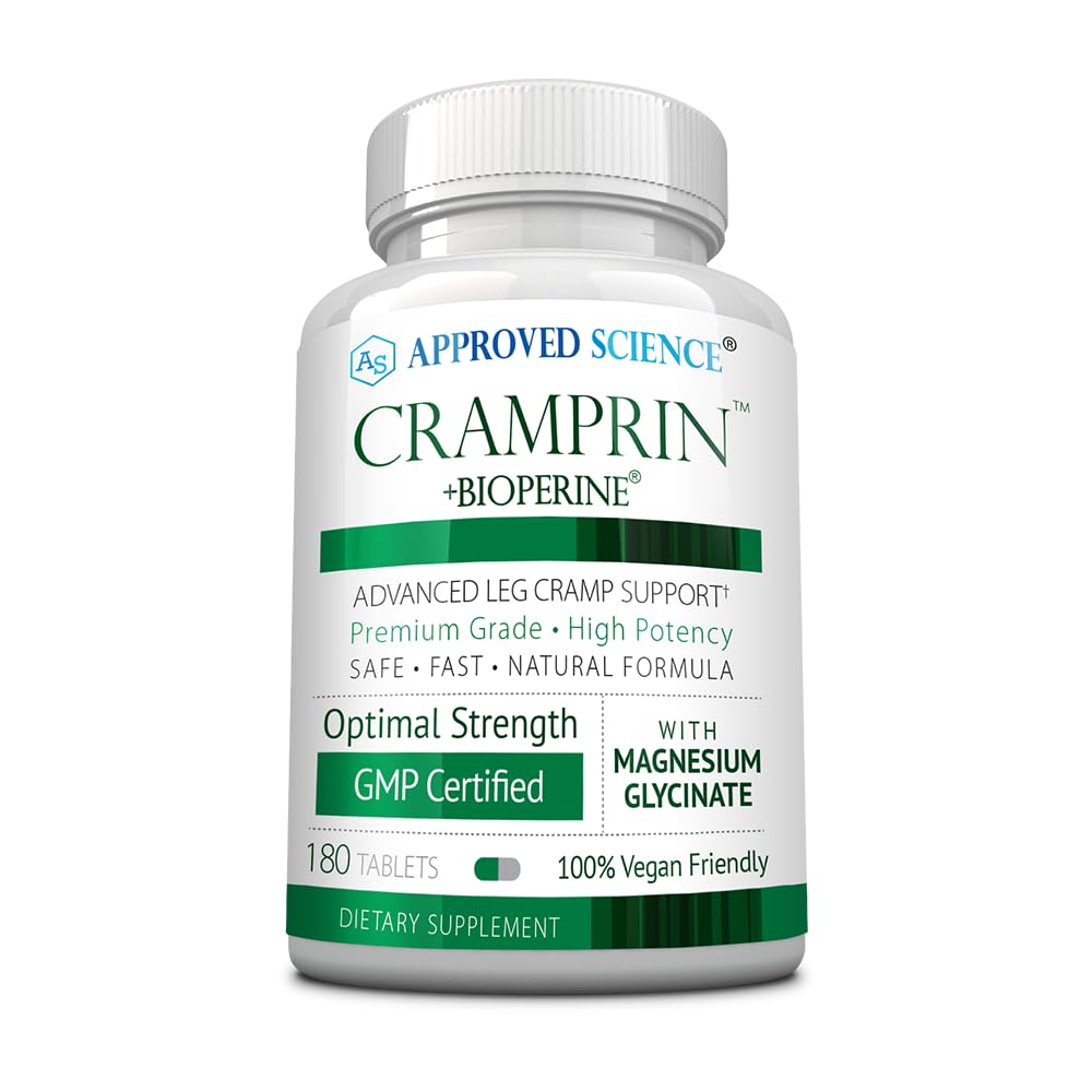 Approved Science Cramprin - High Absorption Magnesium, Vitamin B Complex, BioPerine - Muscle Cramps - 3 Month Supply - 180 Tablets - Vegan
