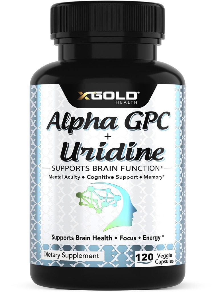Alpha Gpc + Uridine 900mg – Ισχυρό Nootropic για Boost Focus, Μνήμη, Ενέργεια, Mood & Γνωστική Απόδοση – 120 κάψουλες χορτοφάγων