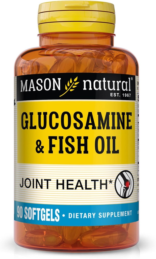 MASON NATURAL Glucosamine & Fish Oil συμπλήρωμα με DHA & Omega 3 για κοινή & μυϊκή υποστήριξη, 1 μήνα προσφοράς Softgel χάπια