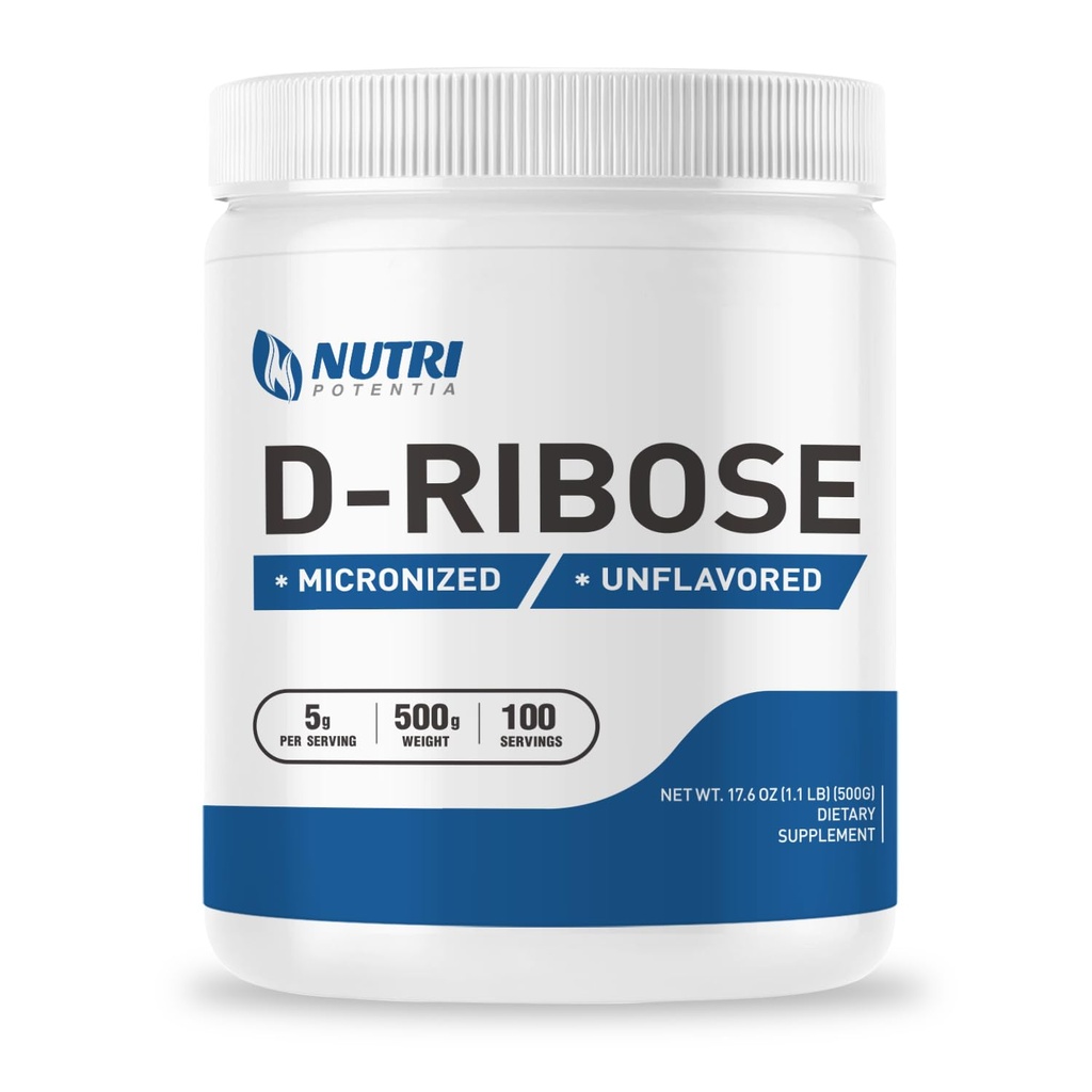 Αμιγής σκόνη D-Ribose - συμπλήρωμα σκόνης Ribose, υποστηρίζει την ενέργεια - Χωρίς γεύση - Χωρίς γλουτένη (500 γραμμάρια - 1.1 Lbs)