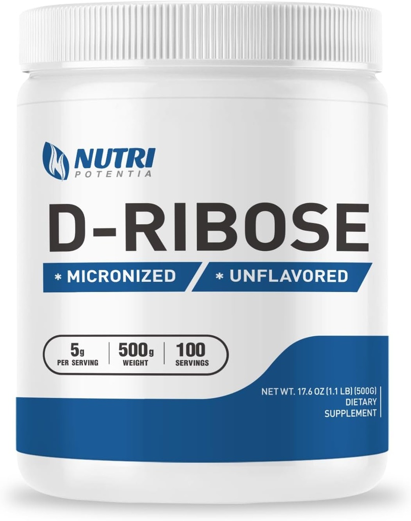 Αμιγής σκόνη D-Ribose - συμπλήρωμα σκόνης Ribose, υποστηρίζει την ενέργεια - Χωρίς γεύση - Χωρίς γλουτένη (500 γραμμάρια - 1.1 Lbs)