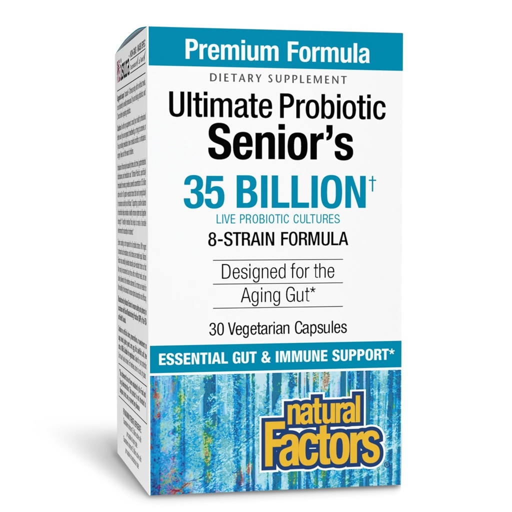 Φυσικοί Παράγοντες Ultimate Probiotic Senior's - Senior Supplement for Digestive & Immune Health - 35 Δισεκατομμύρια CFUs - Non-GMO & Gluten-Free - 30 Κάψουλες (30 Σερβιέτες)