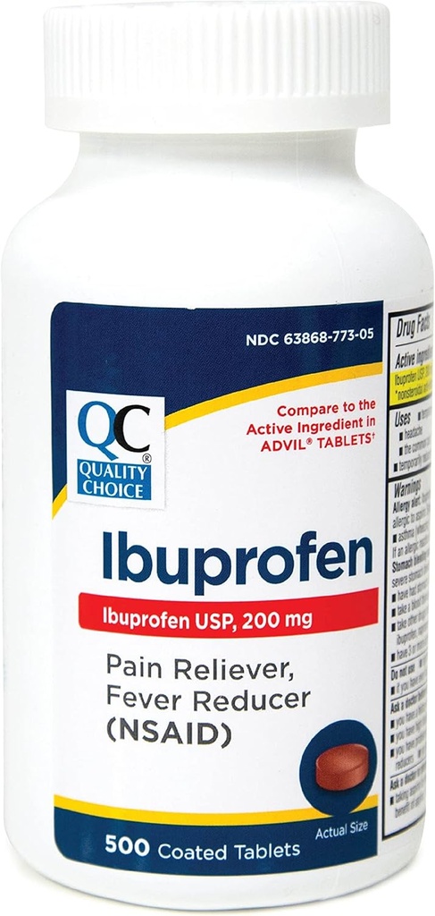 Quality Choice Ibuprofen 200mg. Tablet 500-Count Plastic Bottle