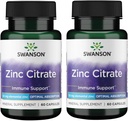 Κύκνος ψευδάργυρος Κιτρικό - Mineral Supplement Promotion Healthy Vision & Immune System Health - Natural Formula Supporting Συνολική ευεξία - (60 κάψουλες, 50mg έκαστο) (2 Pack)