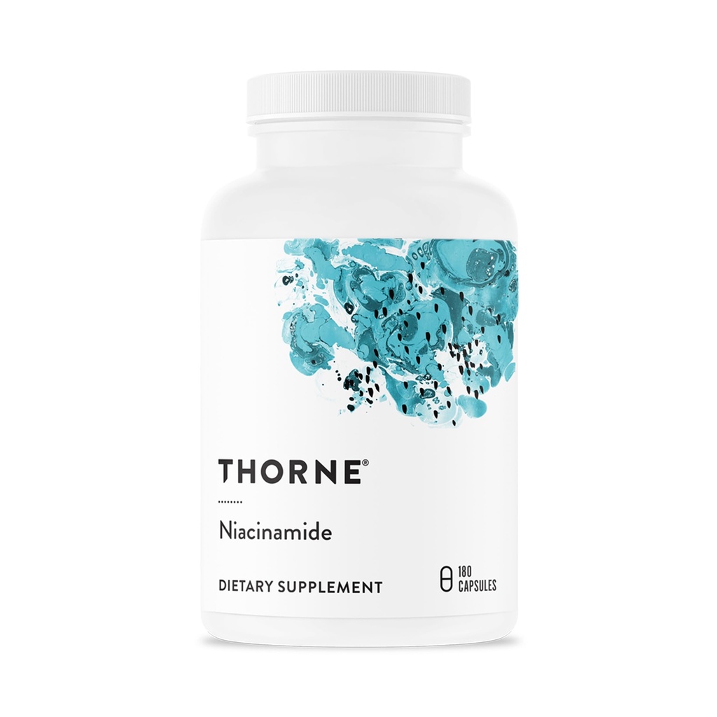 THORNE - Νιακιναμίδη - 500mg Νιασίνη - Μη Φλεγόμενη Μορφή Βιταμίνης Β3 - Υποστήριξη Κοινή Υγεία, Υγεία του δέρματος & Ξεκούραστος Ύπνος* - Χωρίς Γλουτένη - 180 Κάψουλες