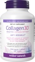 Webber Naturals Collagen30 Anti-Wrinkle, 2.500mg Bioactive Collagen Peptides Per Serving, 180 Tablets, Βοηθά στη μείωση των βαθιών ρυτίδων, λεπτών γραμμών & διεγείρει κύτταρα του δέρματος, μη ΓΤΟ, γαλακτοκομικά & γλουτένη Δωρεάν