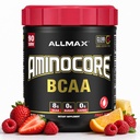 ALLMAX Διατροφή AMINOCORE BCAA, Φρούτα Punch - 945 g Κόνις - 8,18 γραμμάρια Διαχωρισμένης Αλυσίδας Αμίν Οξέα ανά σερβίρισμα - με Βιταμίνες Β - Χωρίς πληρωτικά ή μη BCAA Aminos - Χωρίς ζάχαρη - 90 Σερβιέτες