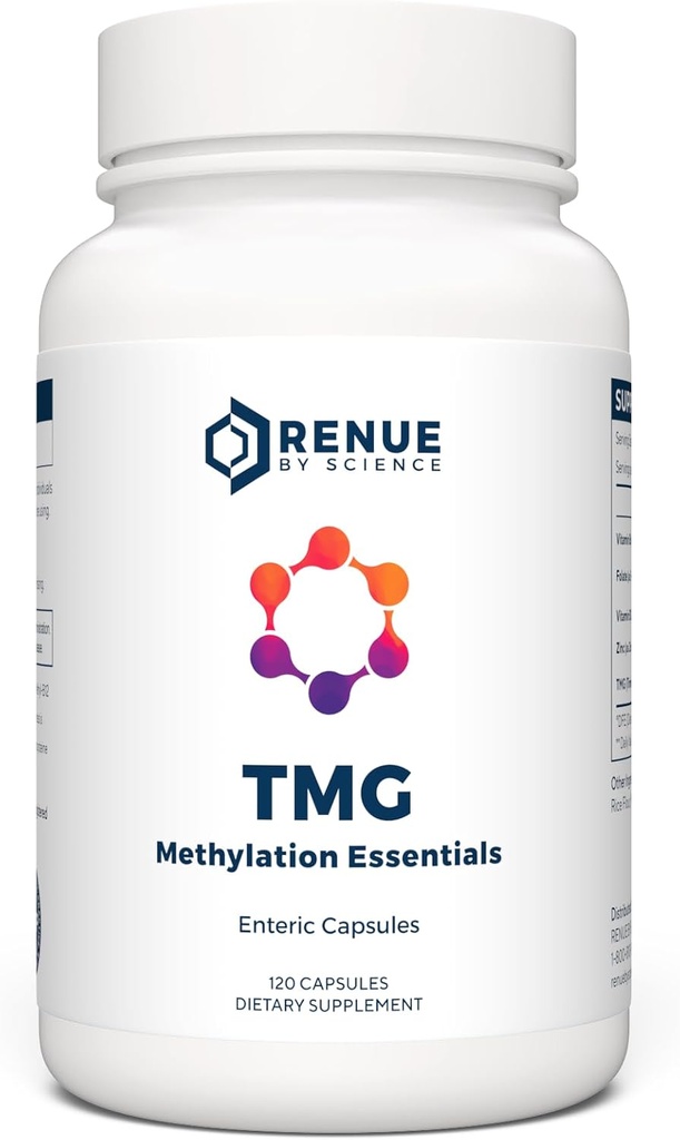 Renue By Science TMG | High Strength TMG Supplements | 120 Trimethylglycine Capsules - 900mg TMG per Serving with Vitamin B12 Vitamin B6 Folate & Zinc | Made in The USA & Third-Party Tested