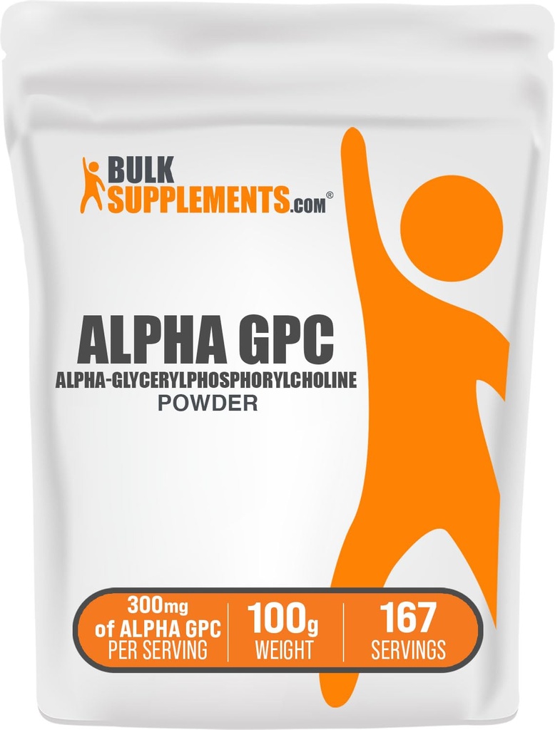 BulkSupplements.com Alpha GPC Powder - Choline Supplements, Alpha GPC 300mg - Χωρίς γλουτένη, 600mg ανά Σερβίρισμα, 100g (3, 5 oz) (Pack of 1)