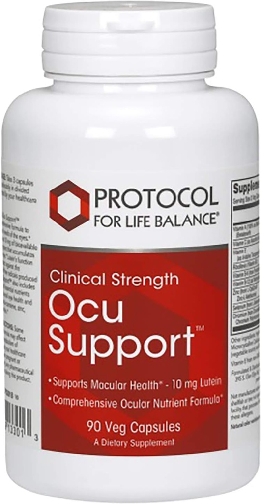 Protocol For Life Balance - Ocu Support™ (Clinical Strength) - Comprehensive Formula with Lutein to Support Macular Health & Overall Eye Function - 90 Capsules