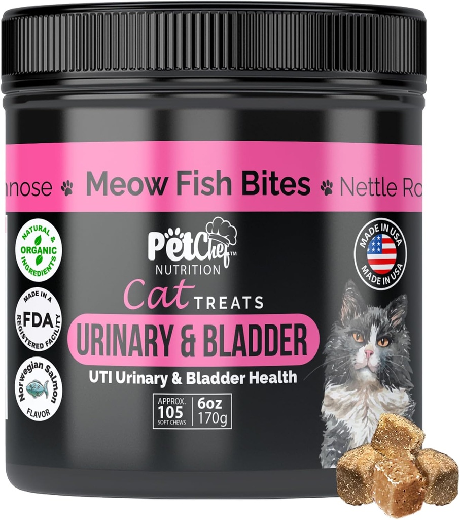 Pet Chef Urinary Cat Θεραπεύει χαμηλής περιεκτικότητας UTI υποστήριξη με Cranberry & Probiotics Ολιστική Υγεία Νεφρού & Βλατίδας - φυσικά συμπληρώματα για γάτες - Βελτίωση της πέψης και της ποιότητας του στελέχους οργανικά συστατικά