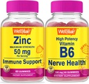 WellYeah Ψευδάργυρος + Υψηλή ισχύς Βιταμίνη B6, Gummies Bundle - Μεγάλη γεύση, συμπλήρωμα βιταμίνης, χωρίς γλουτένη, GMO δωρεάν, Μασώμενα Gummy