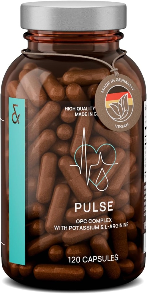 Premium συμπλήρωμα υποστήριξης πίεσης αίματος με εκχύλισμα σπόρων σταφυλιών, L-αργινίνη, εκχύλισμα μαύρου σκόρδου & κάλιο - 120 κάψουλες