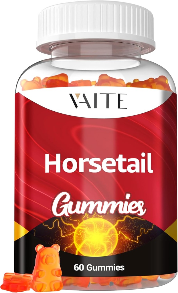 Horsetail Herb Hair Growth Gummies – Silica & Antioxidant Supplement με εκχύλισμα Horsetail για πιο δυνατά μαλλιά, δέρμα & νύχια, μη-GMO, χωρίς γλουτένη – Cola de Caballo Hierba – 60 Vegan Chewables