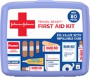 BAND-AID Brand Travel Ready Φορητό Κιτ πρώτων βοηθειών έκτακτης ανάγκης για τη φροντίδα μικρών πληγών, ιδανικό για το σπίτι, το αυτοκίνητο, τα ταξίδια, κάμπινγκ Απαραίτητα & Εξωτερική Κιτ έκτακτης ανάγκης, 80 κομμάτια