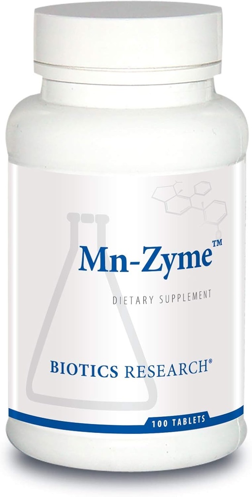 Βιοτική Έρευνα Mn Zyme, Μαγγάνιο, Trace Mineral, Αντιοξειδωτικό, Υποστήριξη Μεταβολισμού, Υγιής Χοληστερόλη, Ανάπτυξη Οστών και Καρτιών. 100 Tabletισκία