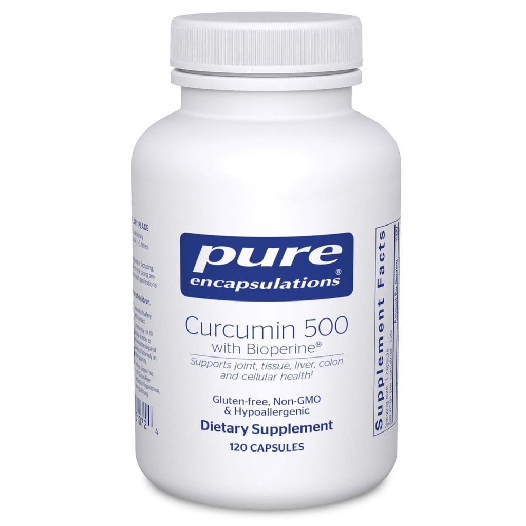 Pure Encapsulations Curcumin 500 with Bioperine - Antioxidant Supplement to Support Joints, Tissue, Liver, Colon & Cellular Health* - with Turmeric Curcumin & Bioperine - 120 Capsules