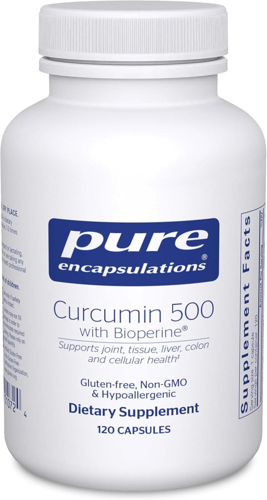 Pure Encapsulations Curcumin 500 with Bioperine - Antioxidant Supplement to Support Joints, Tissue, Liver, Colon & Cellular Health* - with Turmeric Curcumin & Bioperine - 120 Capsules