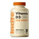 Incite Nutrition Vitamin D 5000 iu - 400 Premium Βιταμίνη D3 Easy-Swallow Micro Tablets - Υψηλής αντοχής Χοληκαλσιφερόλη VIT D3 5000iu - Συμπλήρωμα χορτοφαγικής - Made in The UK