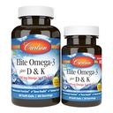 Carlson - Elite Omega-3 Plus D & K, 700 mg Omega-3s + D3 & K2, Λειτουργία, Υγεία των οστών & Ανοσολογική Υποστήριξη, Λεμόνι, 60+30 Softgel
