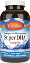 Carlson - Super DHA Gems, 500 mg DHA Συμπληρώματα, 640 mg Λιπαρά Οξέα, Wild-Caught Norwegian Arctic Omega 3 Fish Oil Supplement, Sustainablely Soured Fish Oil Capsules, 180 Softgels