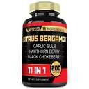 11in1 Citrus Bergamot Συμπλήρωμα 1000mg με Olive Leaf, Hawthorn Berry, Guggul, σκόρδο, και περισσότερα - Υποστήριξη Ανοσία, Κυκλοφορικό Σύστημα & Συνολική Υγεία - 200 Κάψουλες