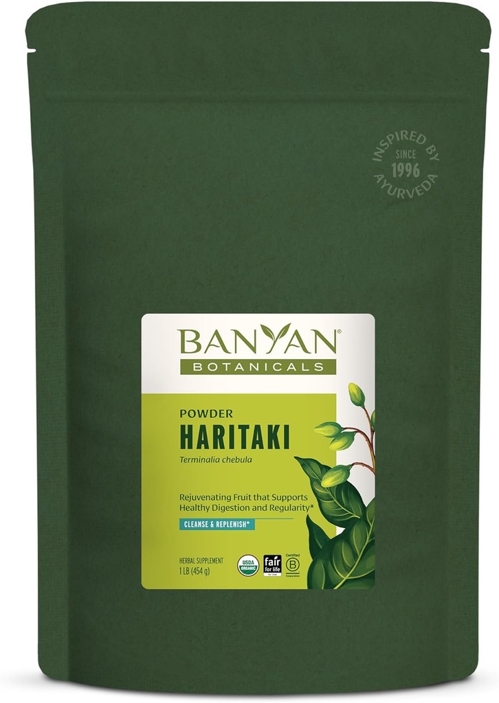 Banyan Botanicals Haritaki Powder – Organic Terminalia Chebula – Ayurvedic Digestion Supplement that supports Gentle Cleansing* – 1 lb. – Μη ΓΤΟ Βιώσιμα πηγάζει Certified Fair for Life Fair Trade