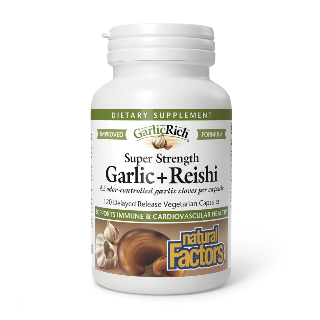 Φυσικοί παράγοντες ΣκόρδοRich, Super Strength Σκόρδο + Reishi, 120 καθυστερημένες κάψουλες απελευθέρωσης χορτοφαγικών