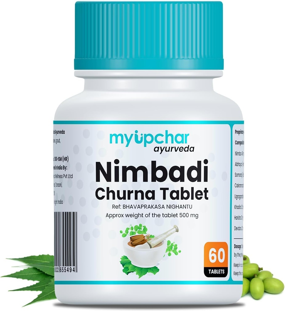 Γενόσημα δισκία Ayurveda Nimbadi Churna για καθαρό σώμα και υγιές δέρμα, απαλλαγμένα από χημικά, parabens, ορυκτά έλαια, ή πετρέλαιο (60 δισκία)