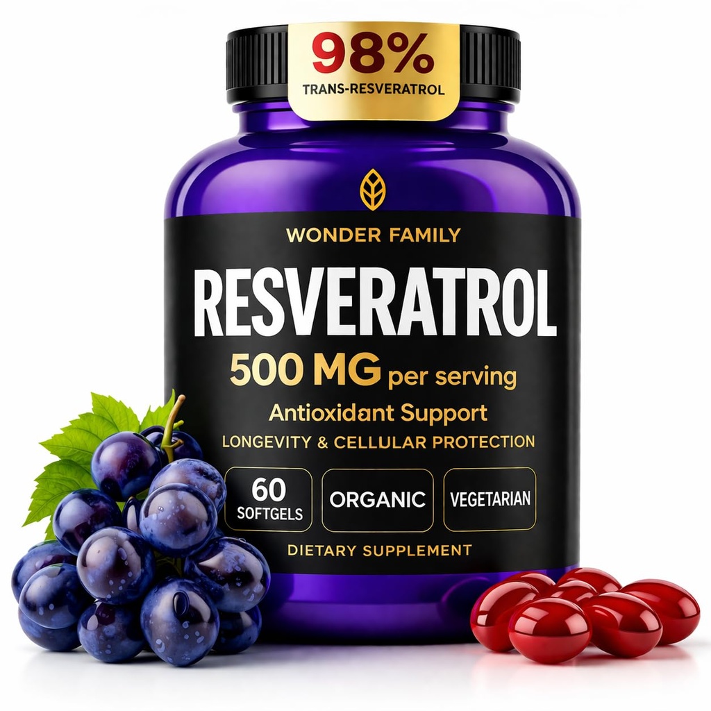 Resveratrol συμπλήρωμα 500mg – 98% Trans Resveratrol 1000mg Βιολογικό Σύμπλεγμα – NAD Resveratrol Αντιοξειδωτικά & Αντι γήρανση συμπλήρωμα για την υγεία της καρδιάς, αναβατήρα μνήμης, Wellness Formula, Υγιεινή υποστήριξη κυττάρων