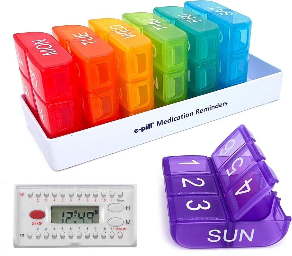 e-Pill 6 φορές μια ημέρα x 7 ημέρα Εβδομαδιαία Pill Organizer, βιταμίνη και ιατρική Pill Box Υπενθύμιση - με 6 Χρονόμετρο Συναγερμού (Λευκό)
