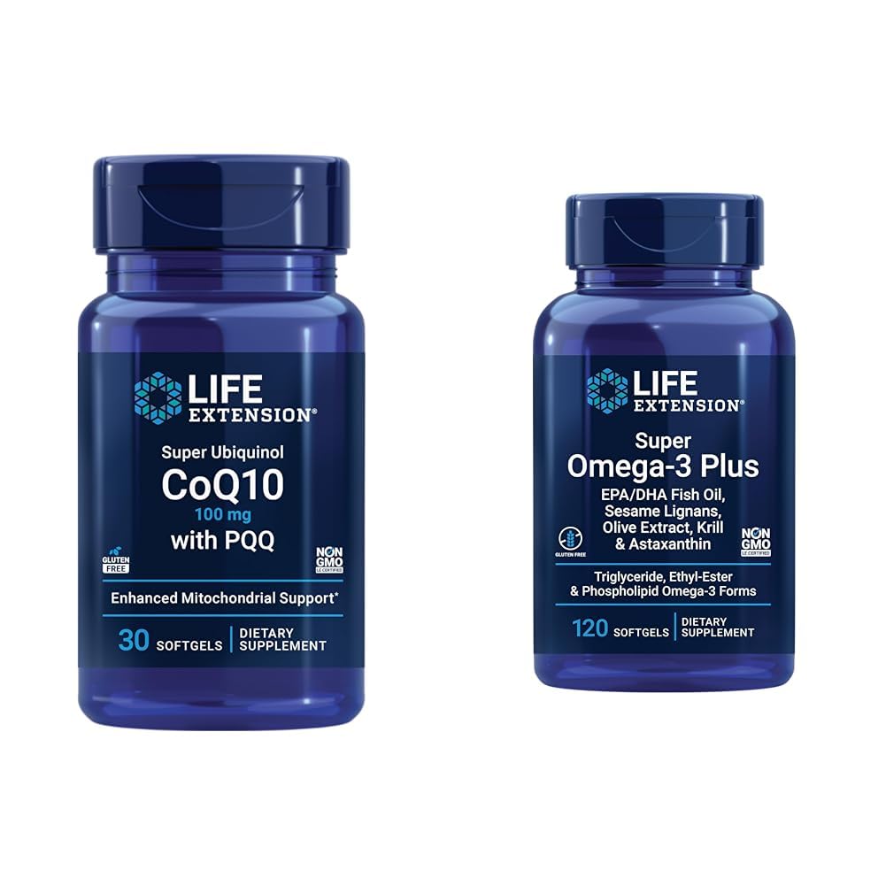 Επέκταση ζωής Super Ubiquinol CoQ10 με PQQ, CoQ10, PQQ & Super Omega-3 Plus EPA/DHA ιχθυέλαιο, Sesame Lignans