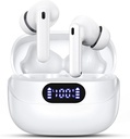 Ασύρματα ακουστικά, 42H Playtime Bluetooth 5.3 Ακουστικά, HiFi Stereo Call Noise Ακυρωτικά Earbuds, IPX7 Αδιάβροχα Stereo in-Ear ακουστικά με LED Display για iOS Android (Λευκά)