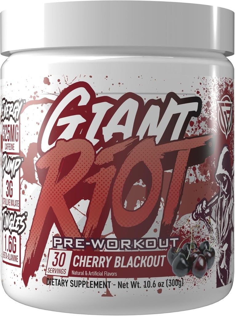 Giant Riot πριν από την προπόνηση σκόνη (30 σερβίρεται, Cherry Blackout)
