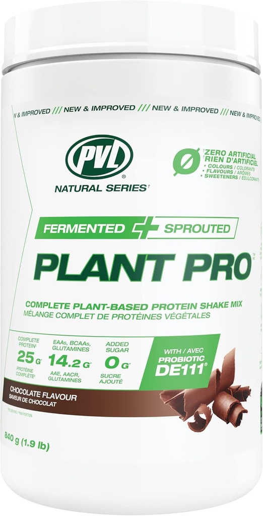PVL Plant Pro, Υψηλής Πρωτεϊνικής Πρωτεΐνης Ανακάτεμα με Πρόσθετα Ένζυμα, Φυσική Σοκολάτα, 840 Gram