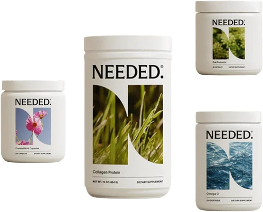 Needed. Prenatal Complete Wellness Bundle – Multivitamin, Omega-3, Collagen & Prebiotic-Probiotic for Pregnancy, Breastfeeding, Postpartum – 30-Day Supply