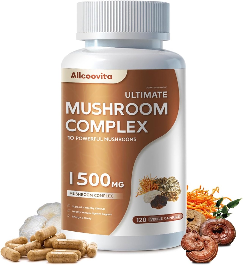 Mushroom Complex Supplement 120 Capsules - Brain, Energy, Focus Pills