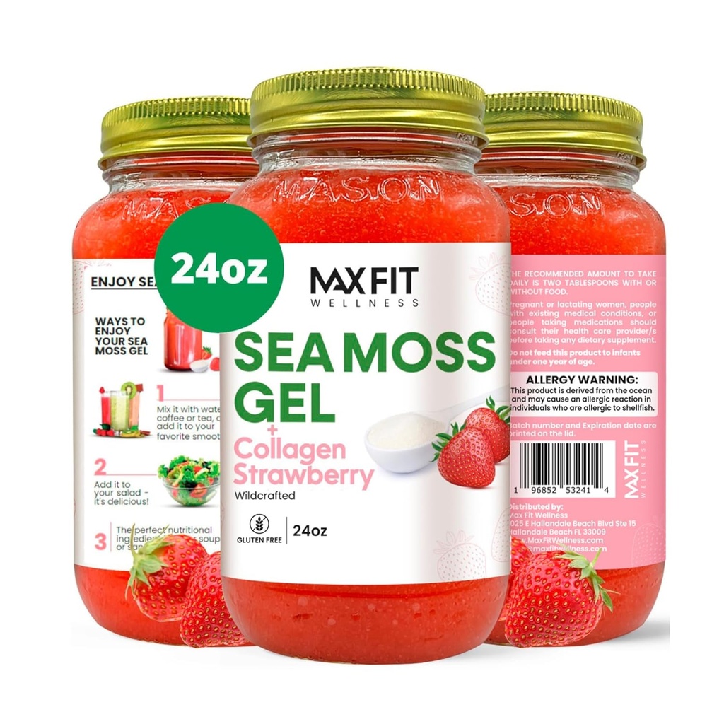 Sea Moss Gel Raw (24 Γεύσεις) 24oz Wildсrafted Gold Sea Moss Gel από την Αγία Λουκία 