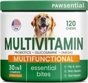 Dog Vitamins with Glucosamine, Probiotics & Omega | Multivitamin for Dogs - Hip & Joint Support - Skin & Coat - Gut Health - Adult & Senior - Large & Small Breeds - 120 Chews