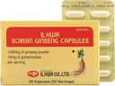 ILHWA Korean Ginseng Κάψουλες (500 mg*100 Κάψουλες, 50 Σερβιτόρες) - 500mg 100% καθαρή κορεατική σκόνη ρίζας Panax. Ginsenoside 10 mg ανά υπηρεσία.